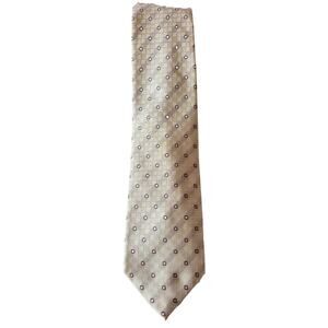 Lazzaretti Collection Tie Handmade Beige Geometric Silk Necktie Designer